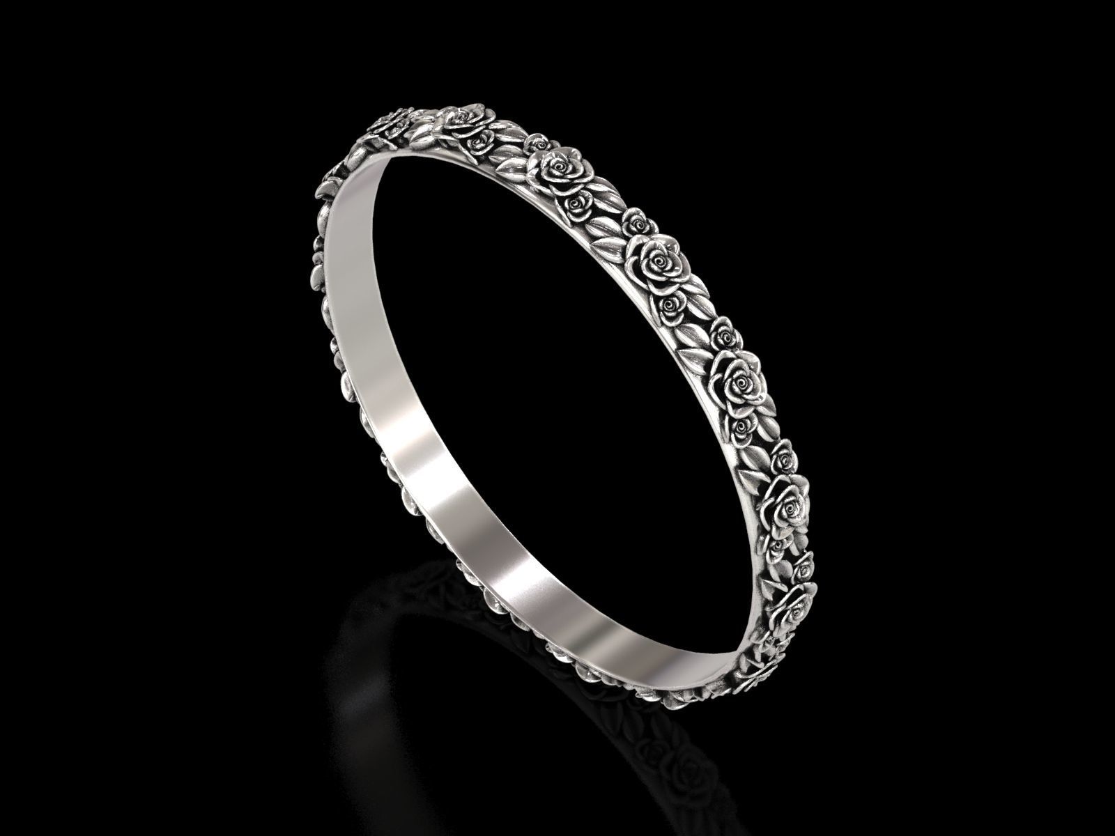 The Garden Of Roses Bangle 3D print model_5