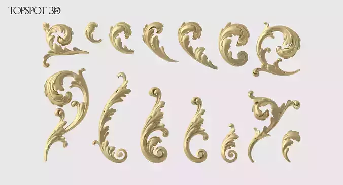 Acanthus Leaf Set 3D print model