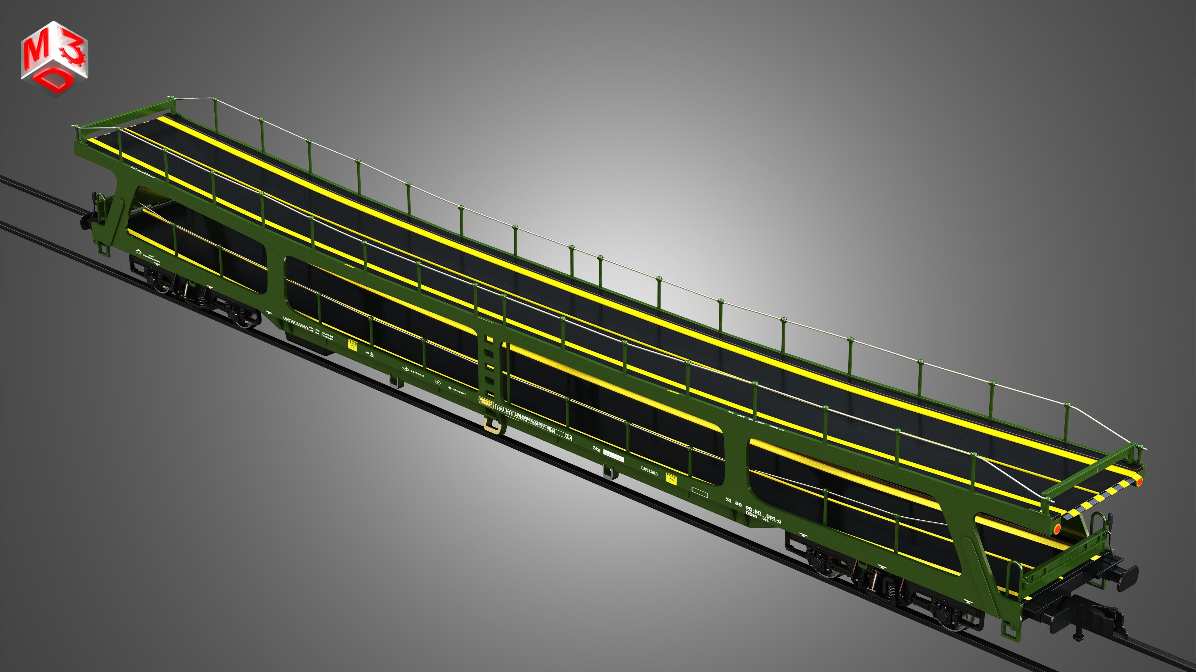 Car Transporter Wagon 3D model_8