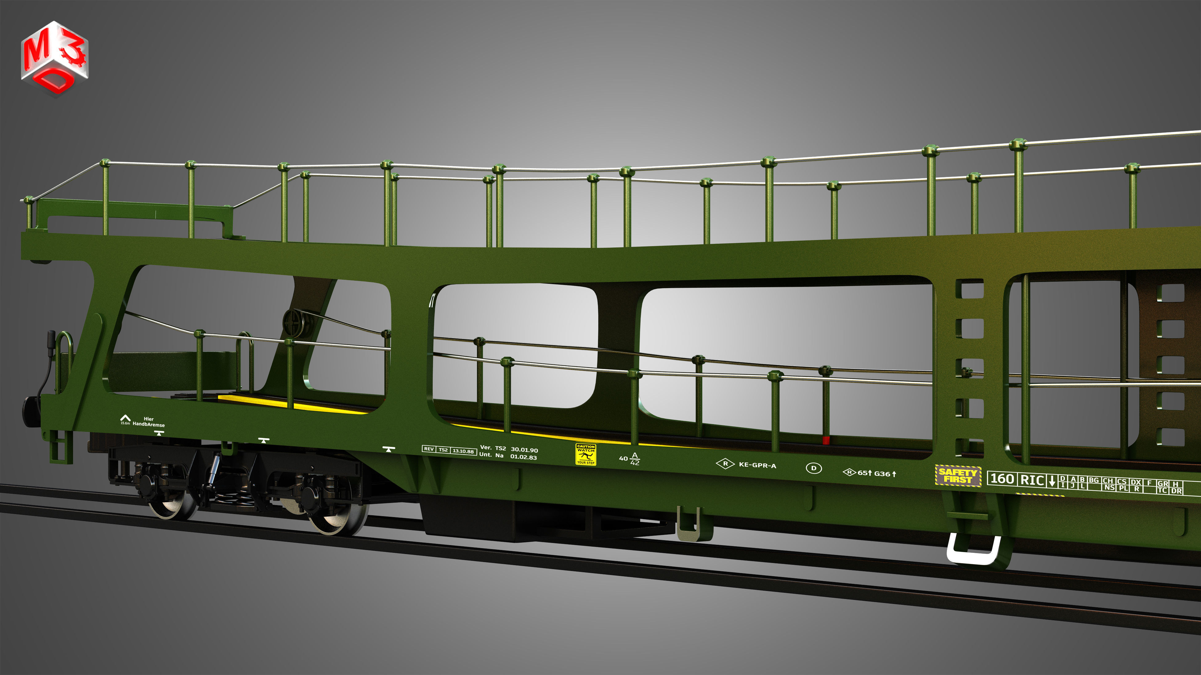 Car Transporter Wagon 3D model_12