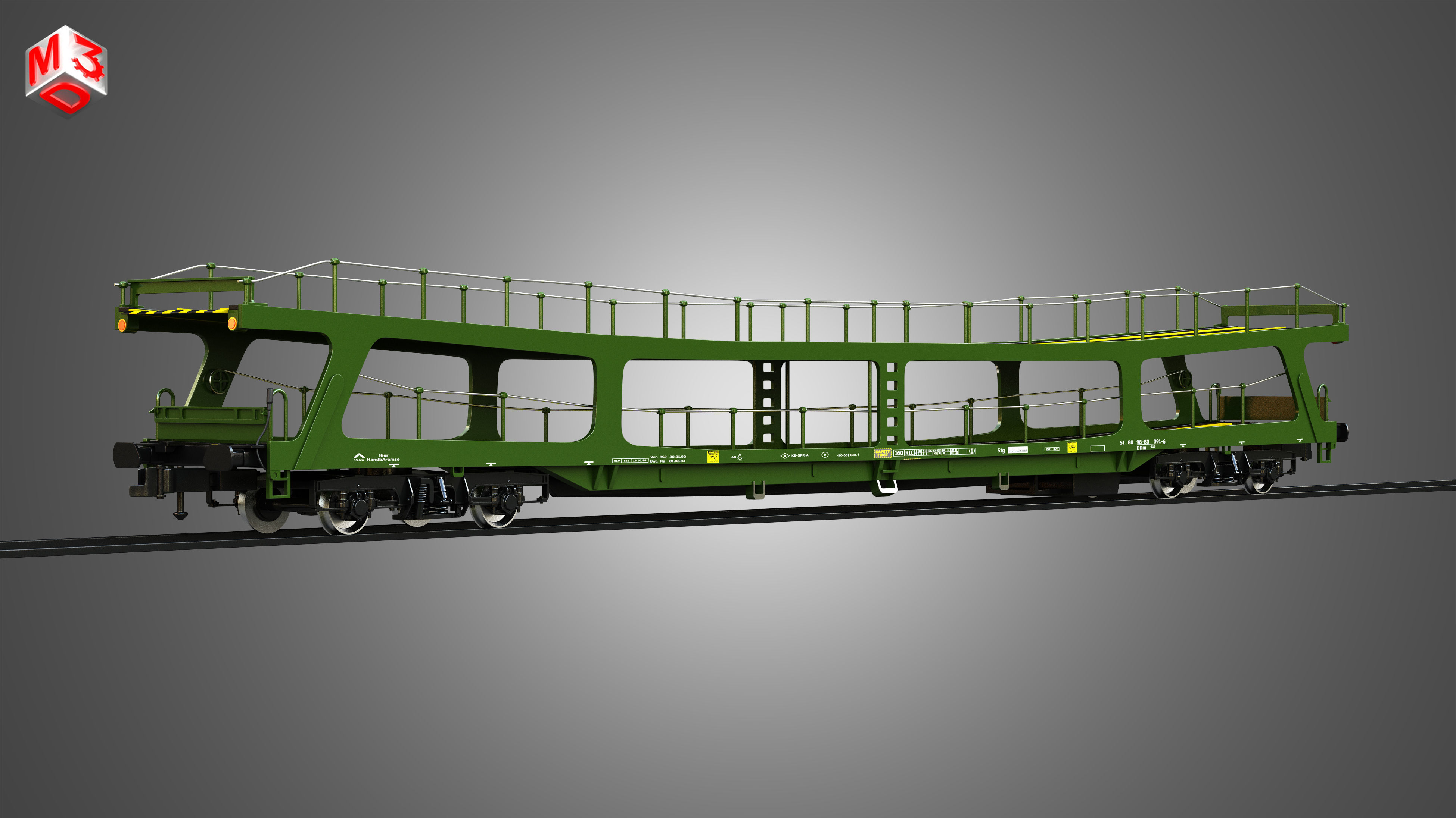 Car Transporter Wagon 3D model_1