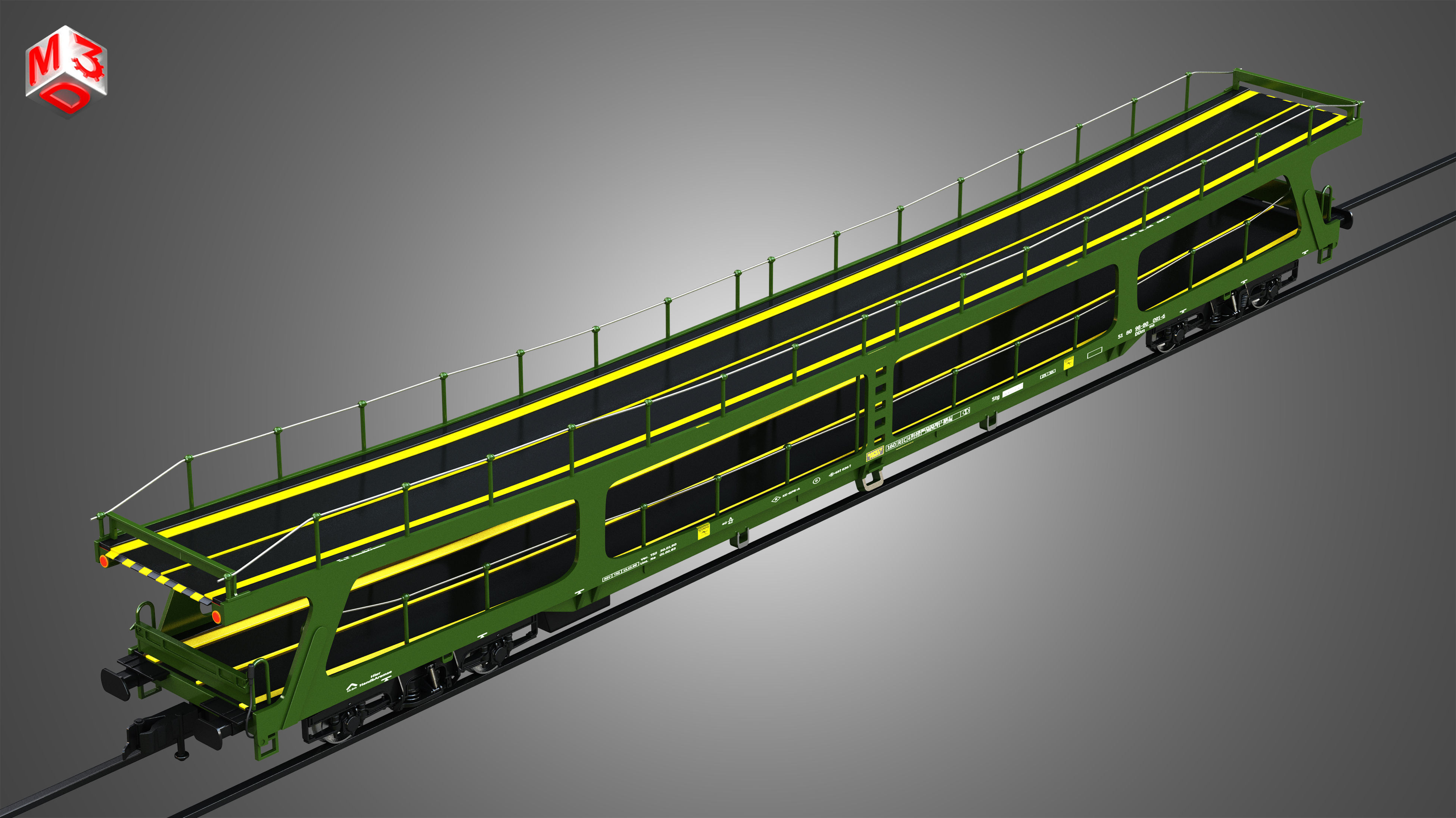 Car Transporter Wagon 3D model_6
