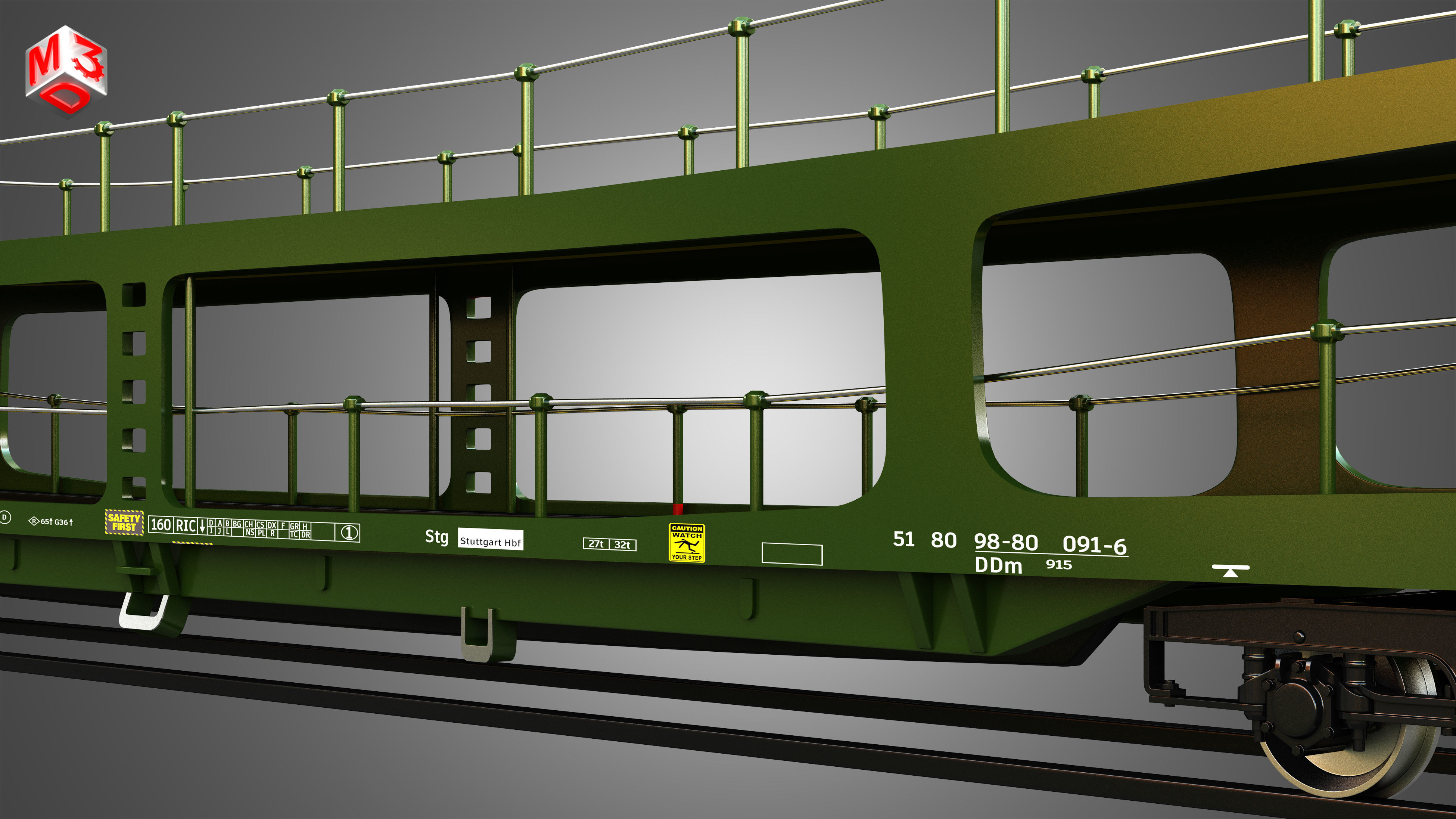 Car Transporter Wagon 3D model_11