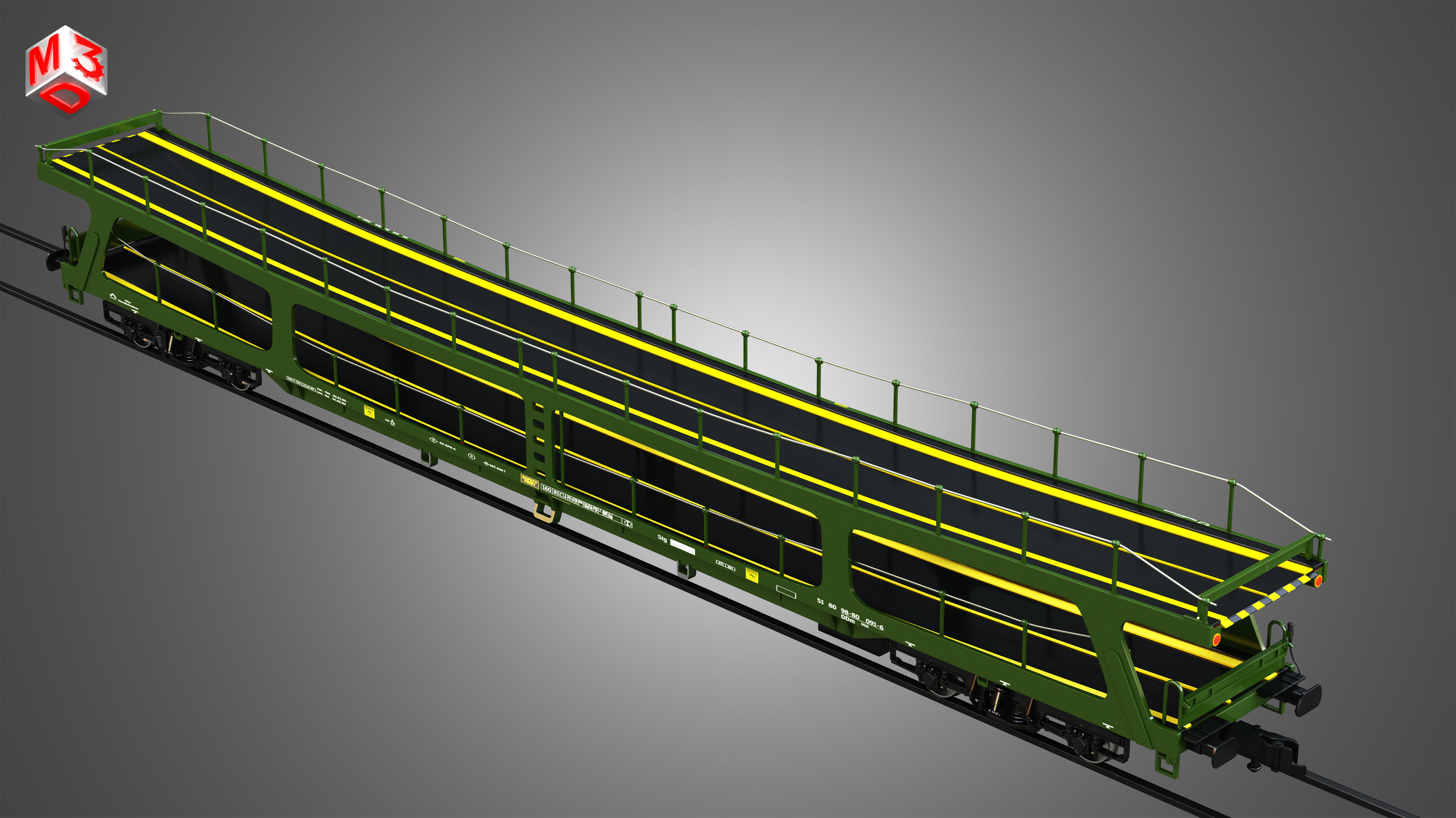 Car Transporter Wagon 3D model_9