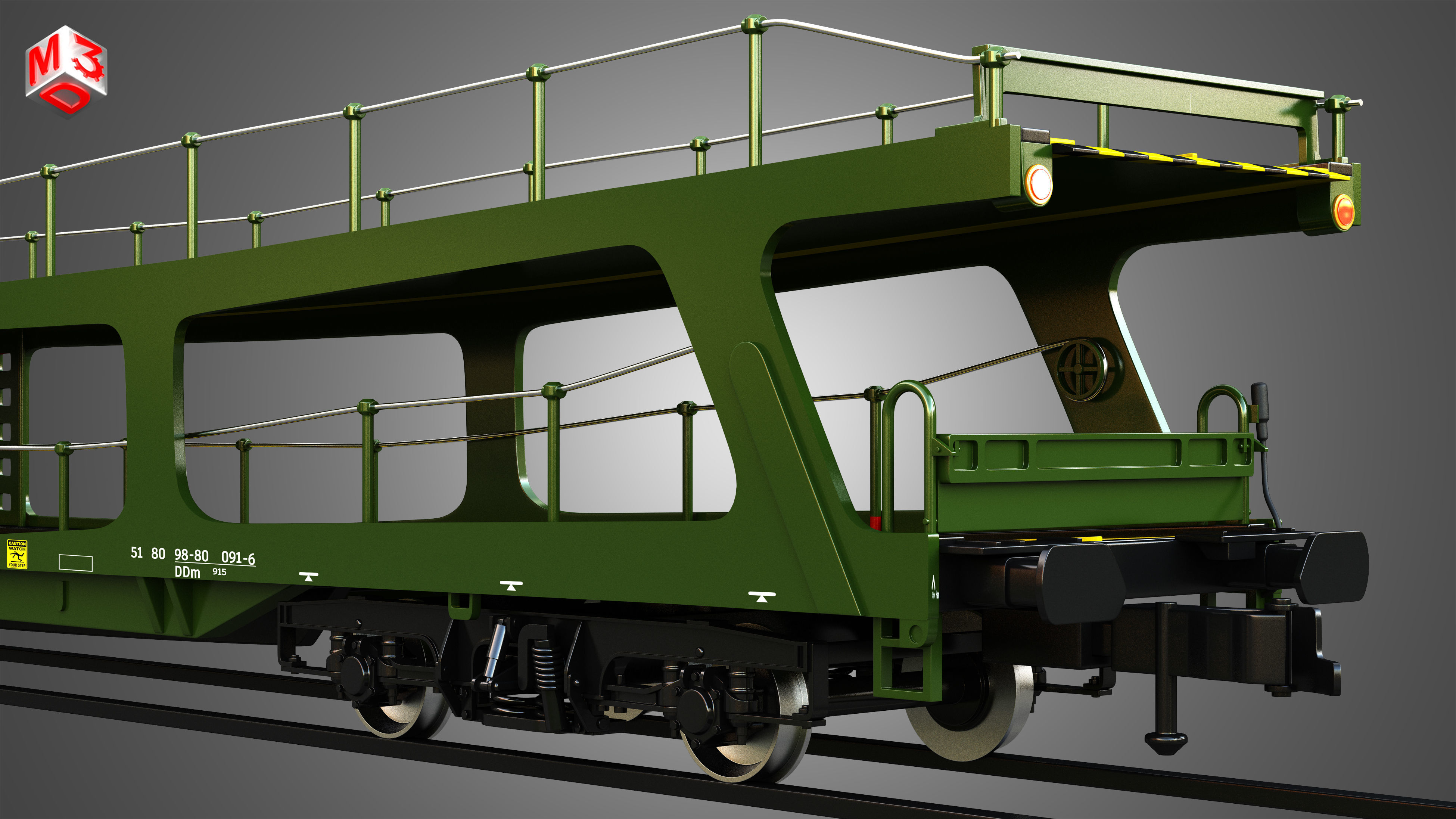 Car Transporter Wagon 3D model_10