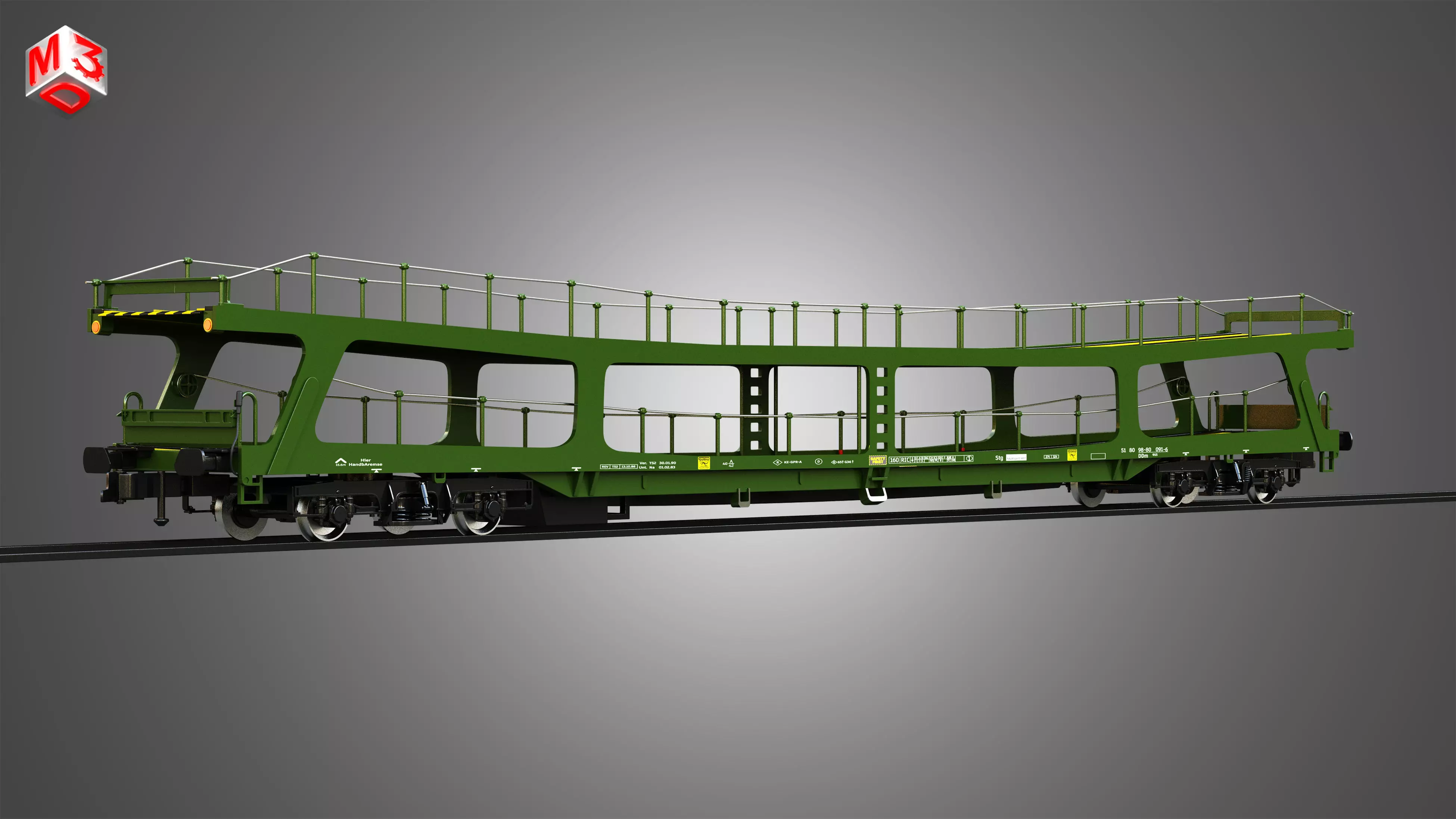 Car Transporter Wagon 3D model_0