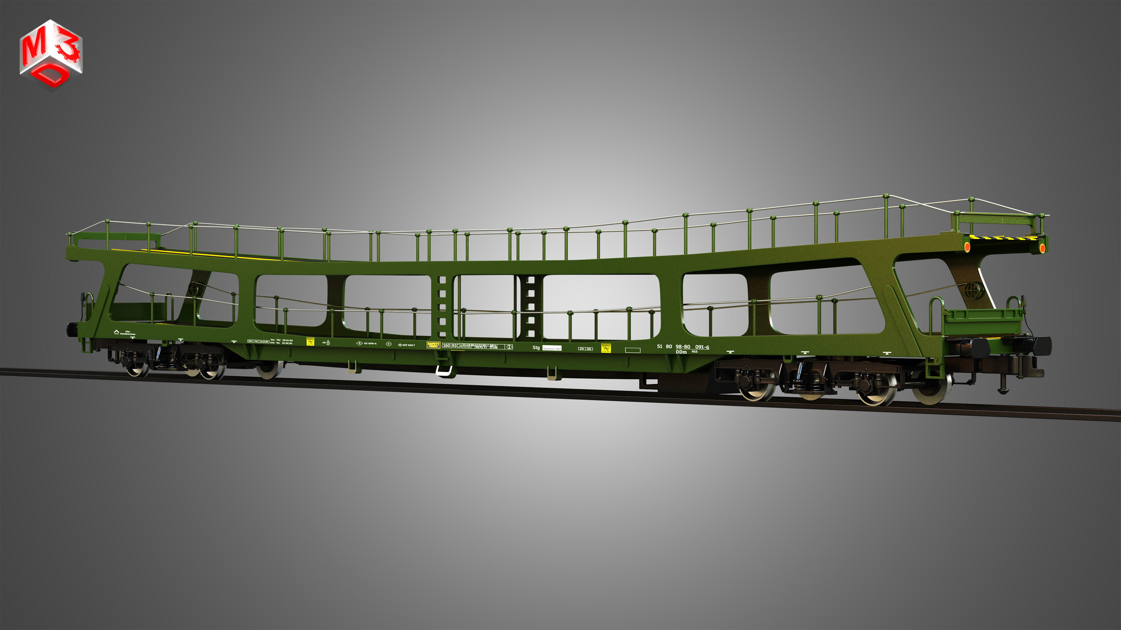 Car Transporter Wagon 3D model_3