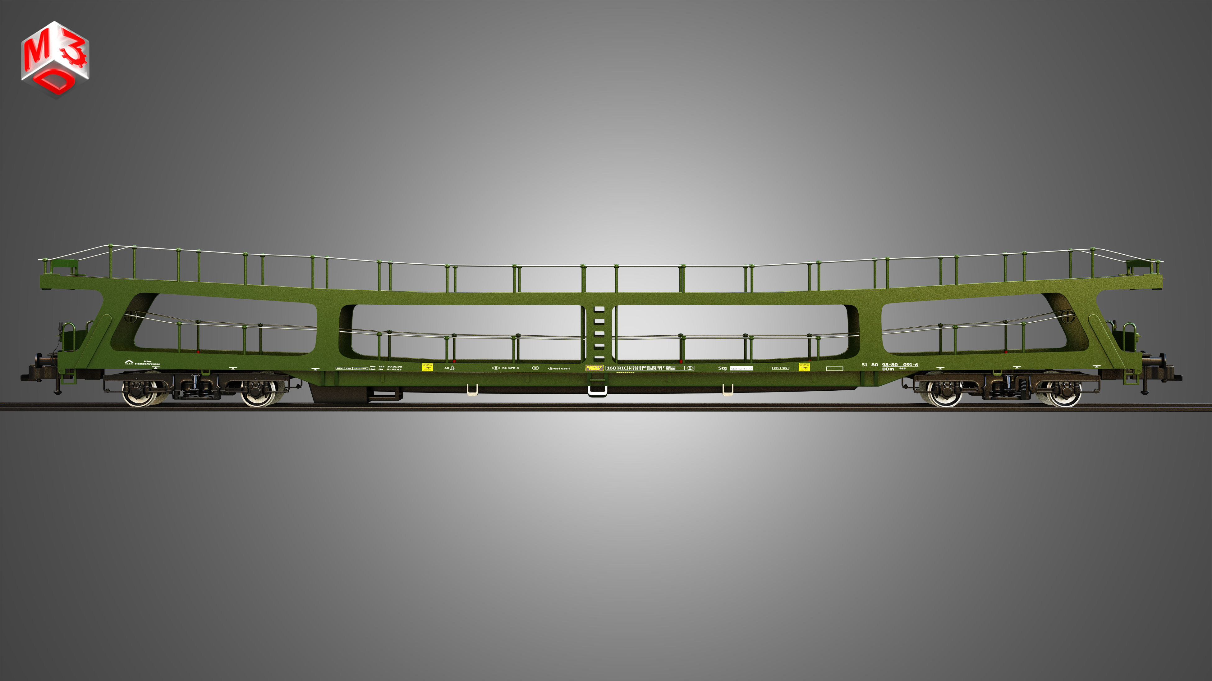 Car Transporter Wagon 3D model_5