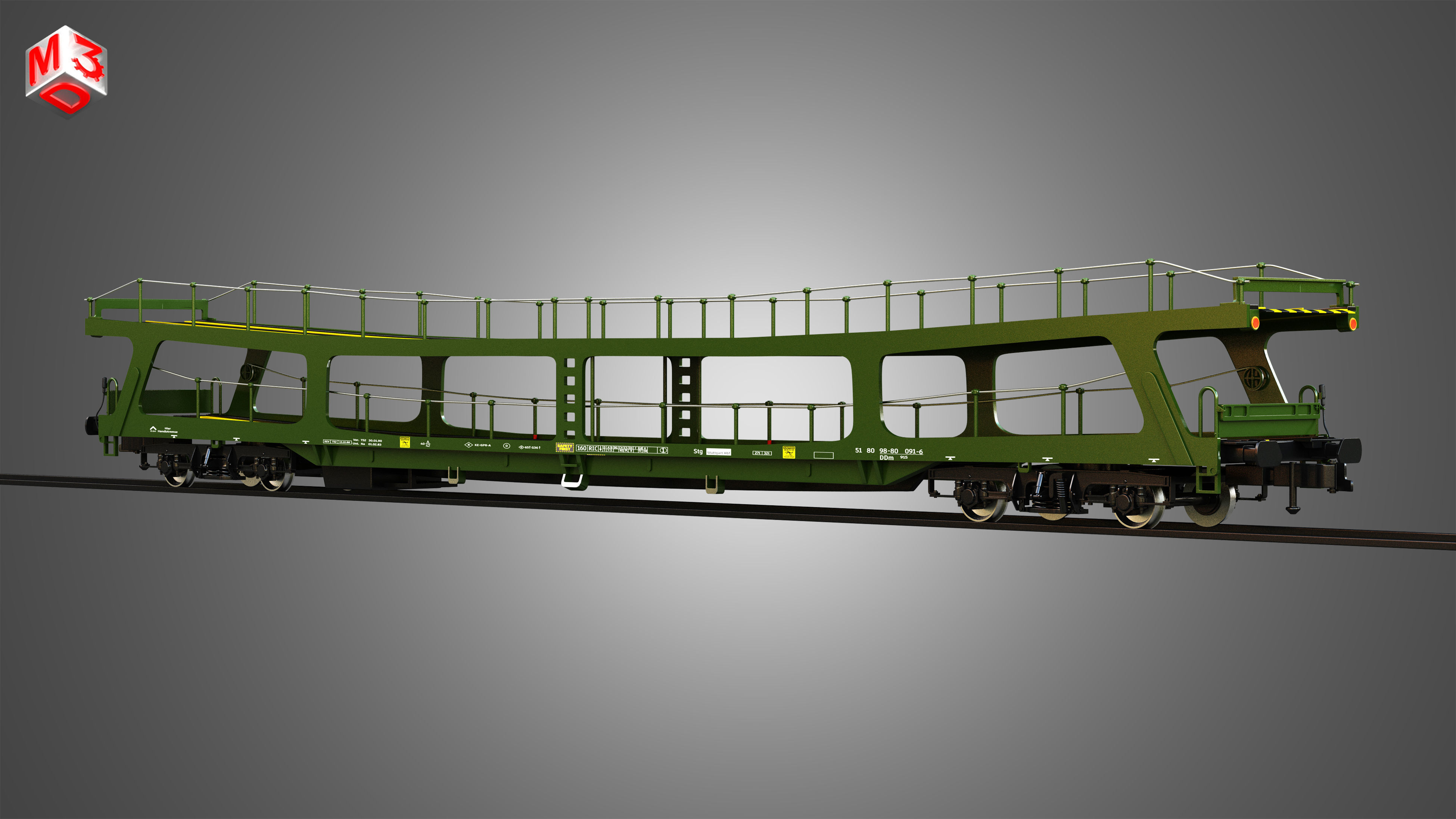 Car Transporter Wagon 3D model_2