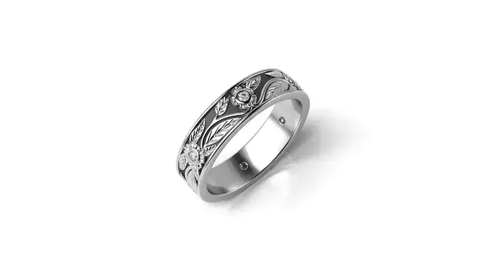 Floral Style Wedding Band 3D print model