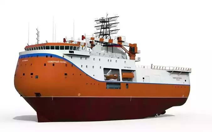 Ice-resistant self-propelled platform North Pole Project 00903 3D model
