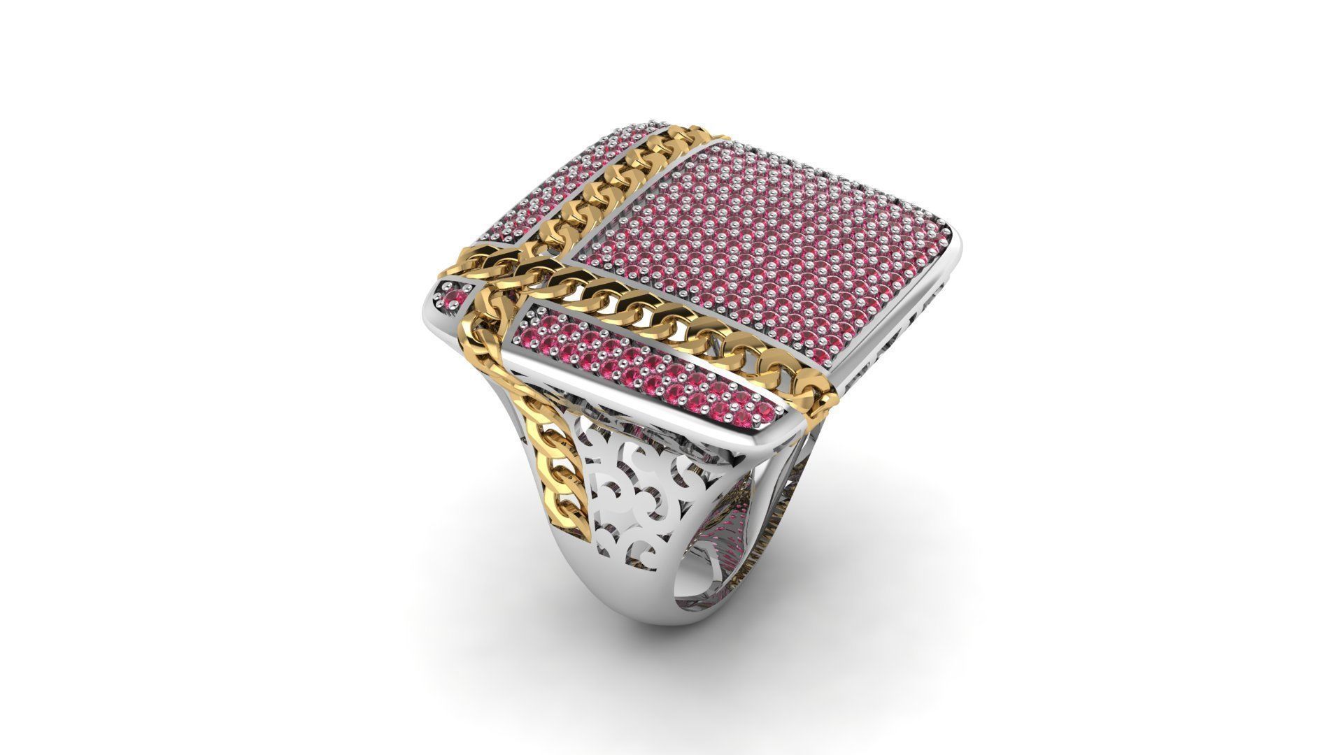 Square ring chain 3D print model_2