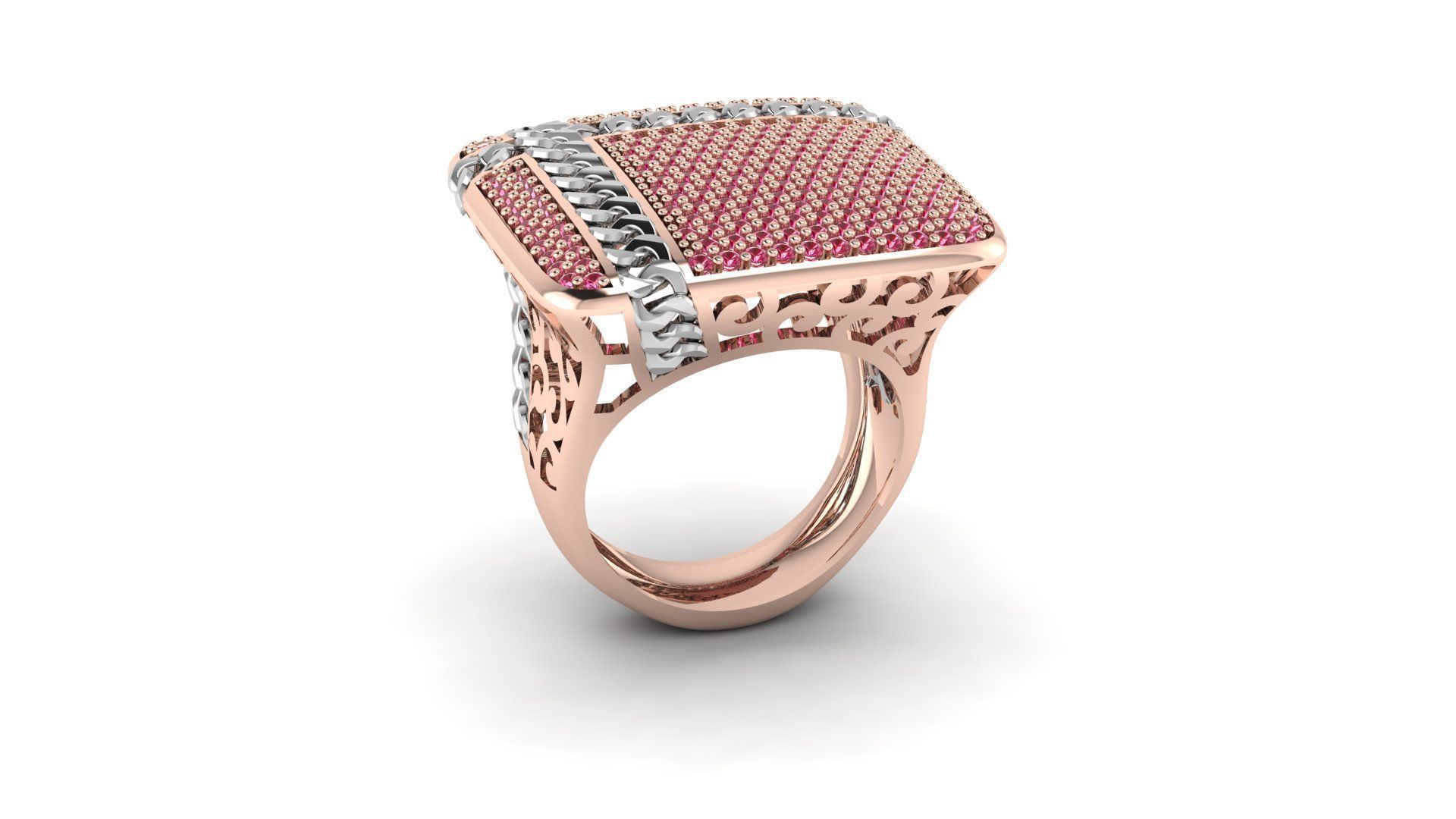 Square ring chain 3D print model_5