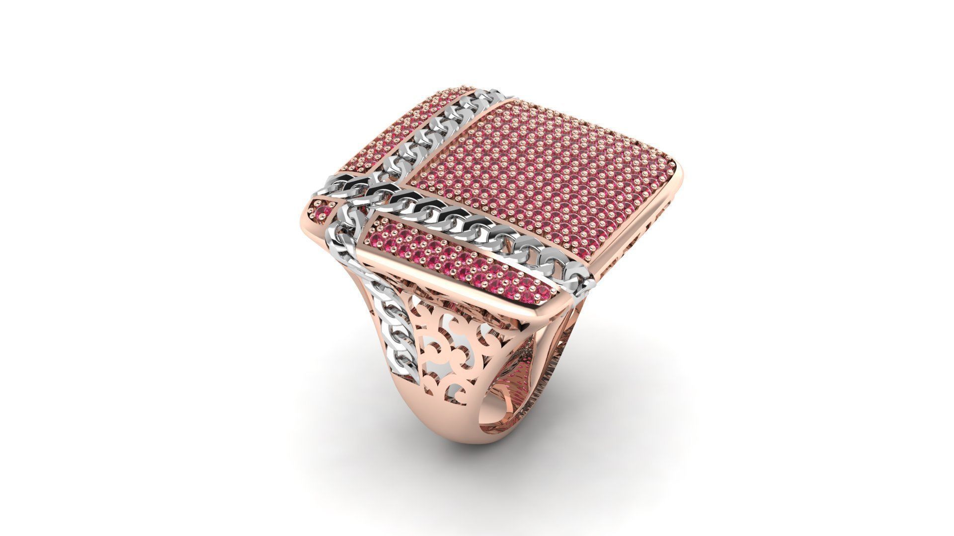 Square ring chain 3D print model_4