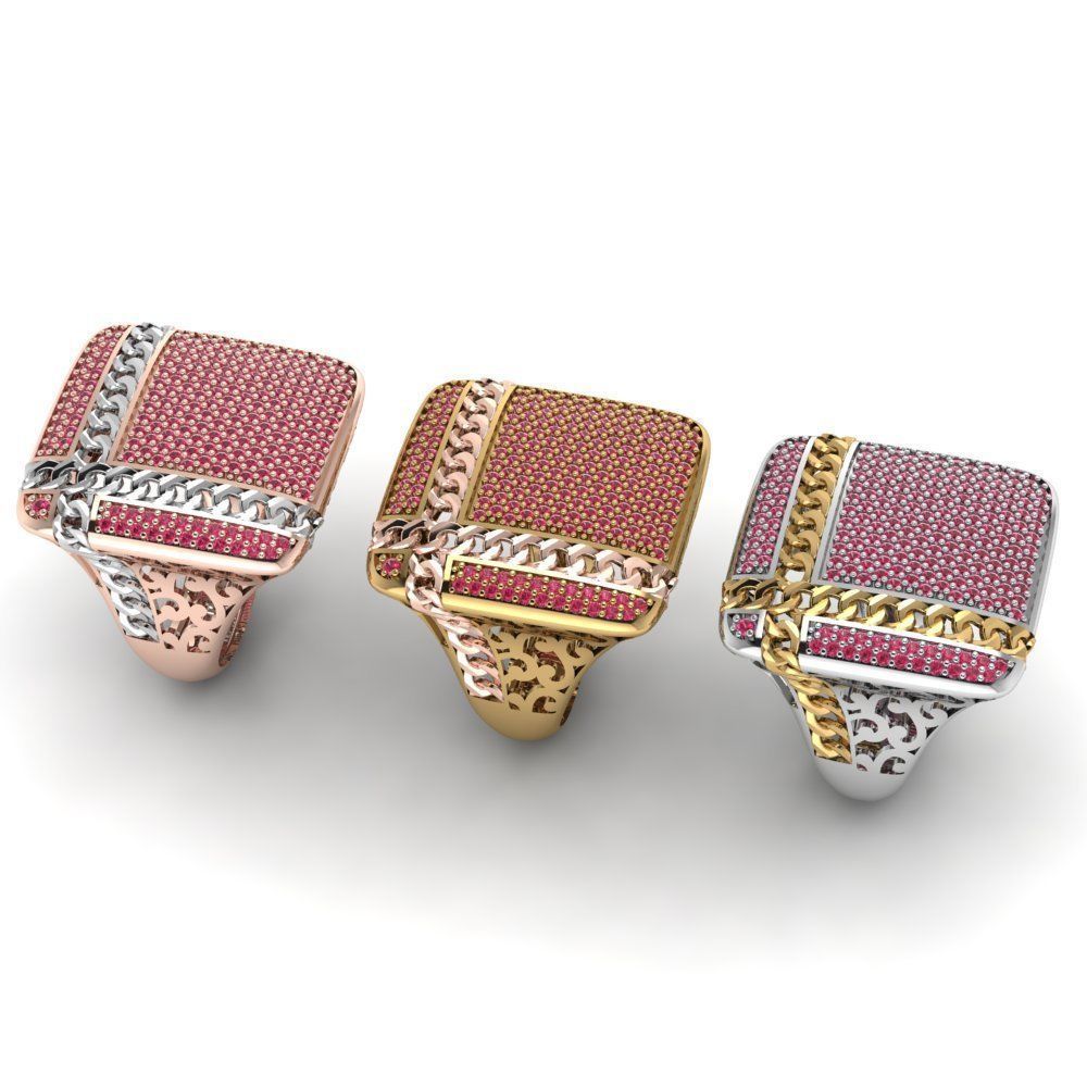 Square ring chain 3D print model_1