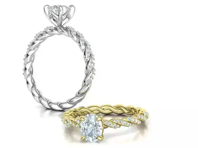 Engagement Ring Oval Stone 8mm x 6mm Bespoke Ring 3dmodel 3D print model
