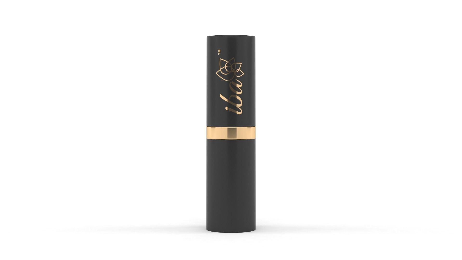 Lipstick mascara tube with gold trim 3D model_3