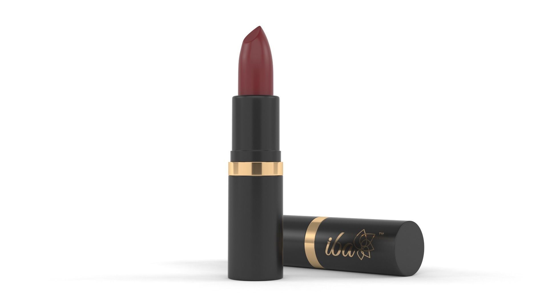 Lipstick mascara tube with gold trim 3D model_5