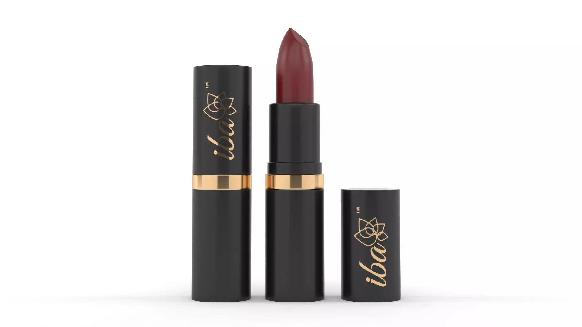 Lipstick mascara tube with gold trim 3D model_0