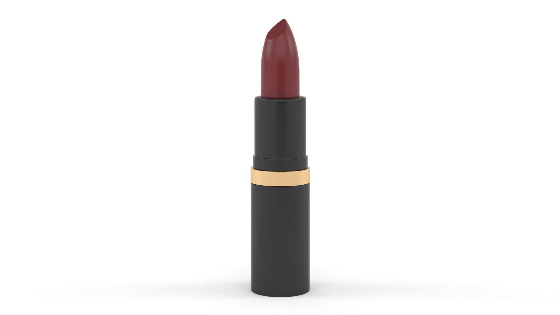 Lipstick mascara tube with gold trim 3D model_2
