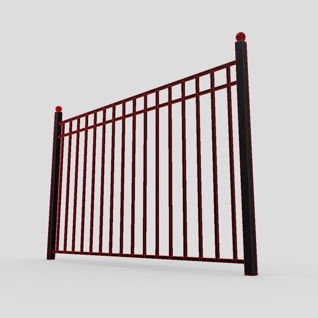 Iron Fence 2 Low-poly 3D model_12