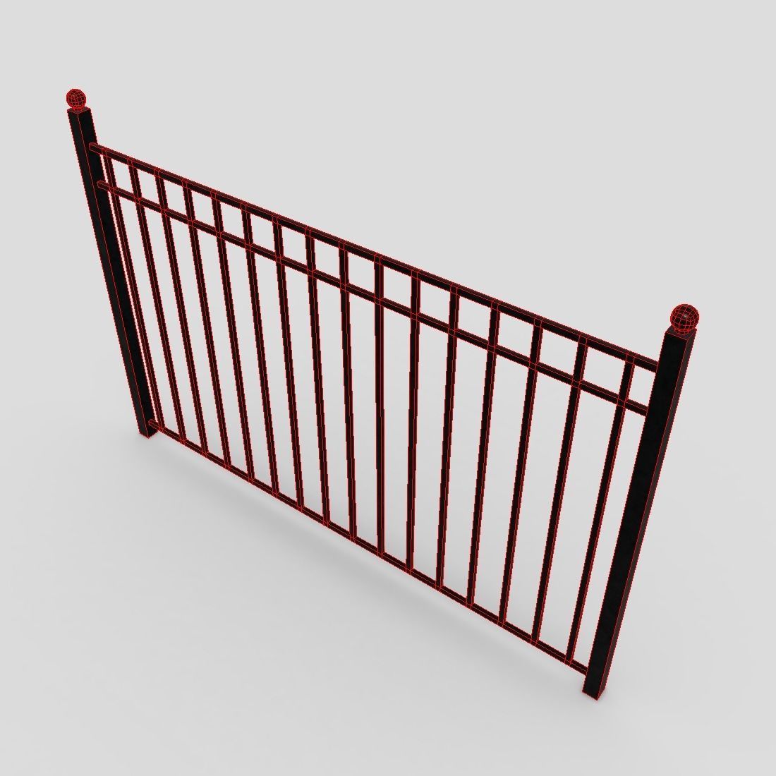 Iron Fence 2 Low-poly 3D model_6