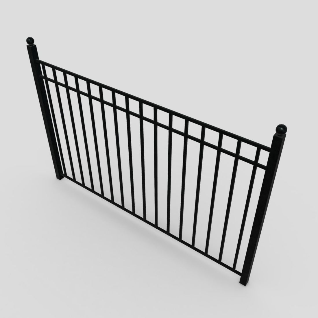 Iron Fence 2 Low-poly 3D model_5