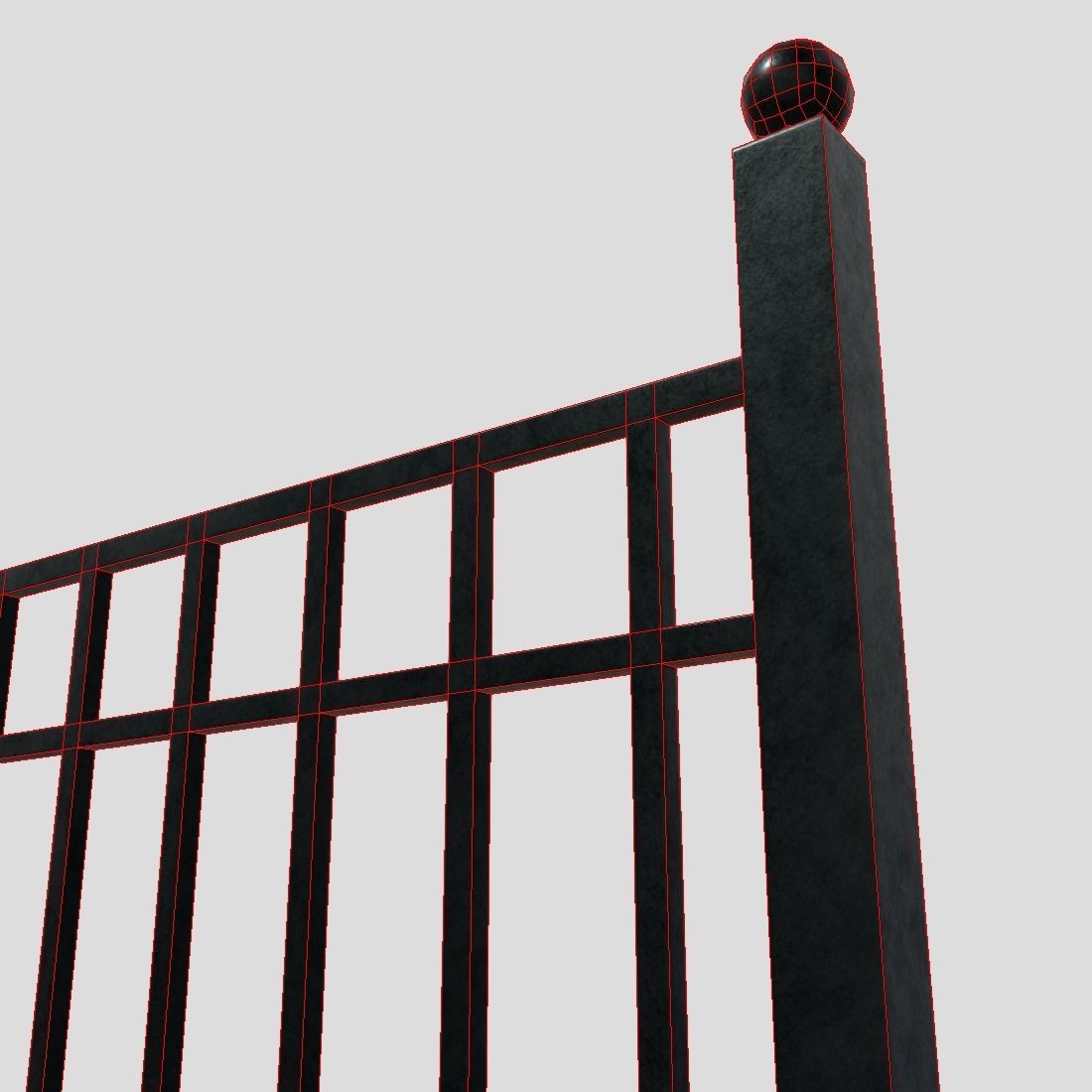 Iron Fence 2 Low-poly 3D model_14