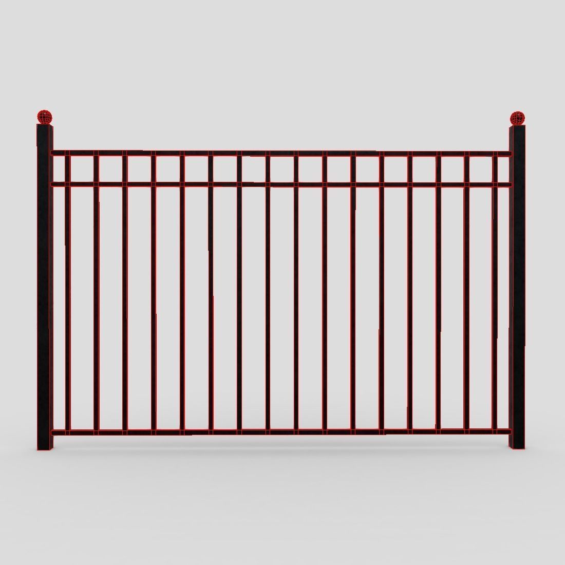 Iron Fence 2 Low-poly 3D model_4