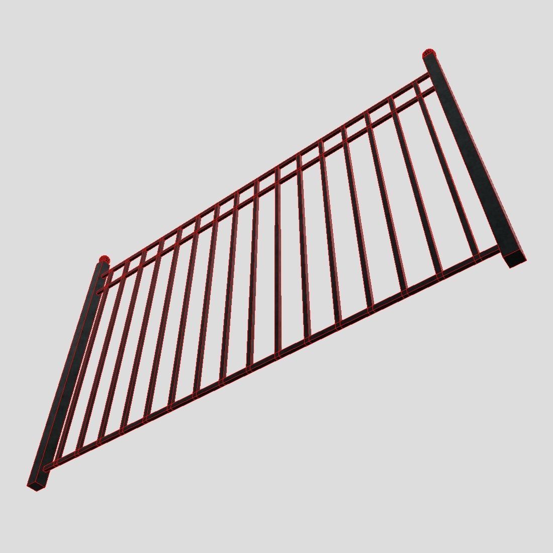Iron Fence 2 Low-poly 3D model_10