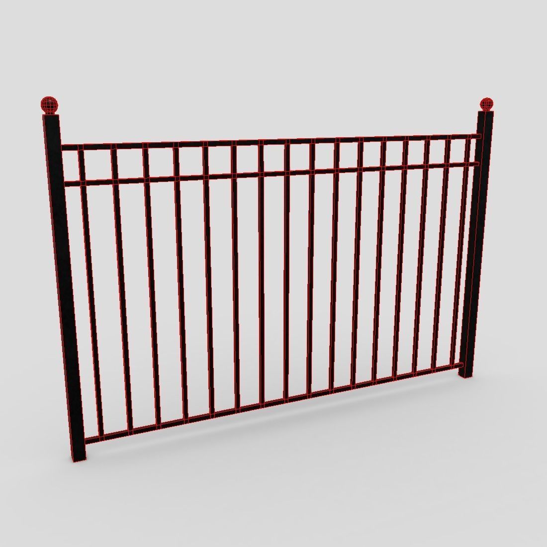 Iron Fence 2 Low-poly 3D model_2