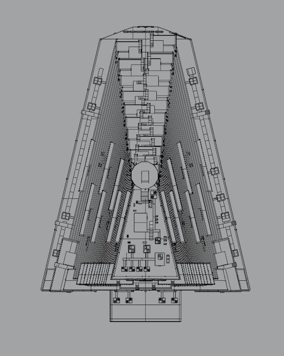 Huge skyscraper hotel with balcony and trapezoid shape Low-poly 3D model_13