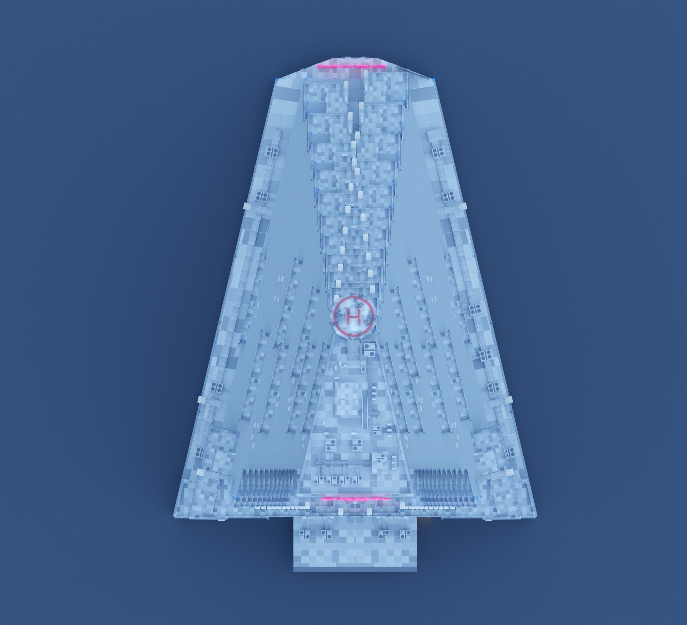 Huge skyscraper hotel with balcony and trapezoid shape Low-poly 3D model_9