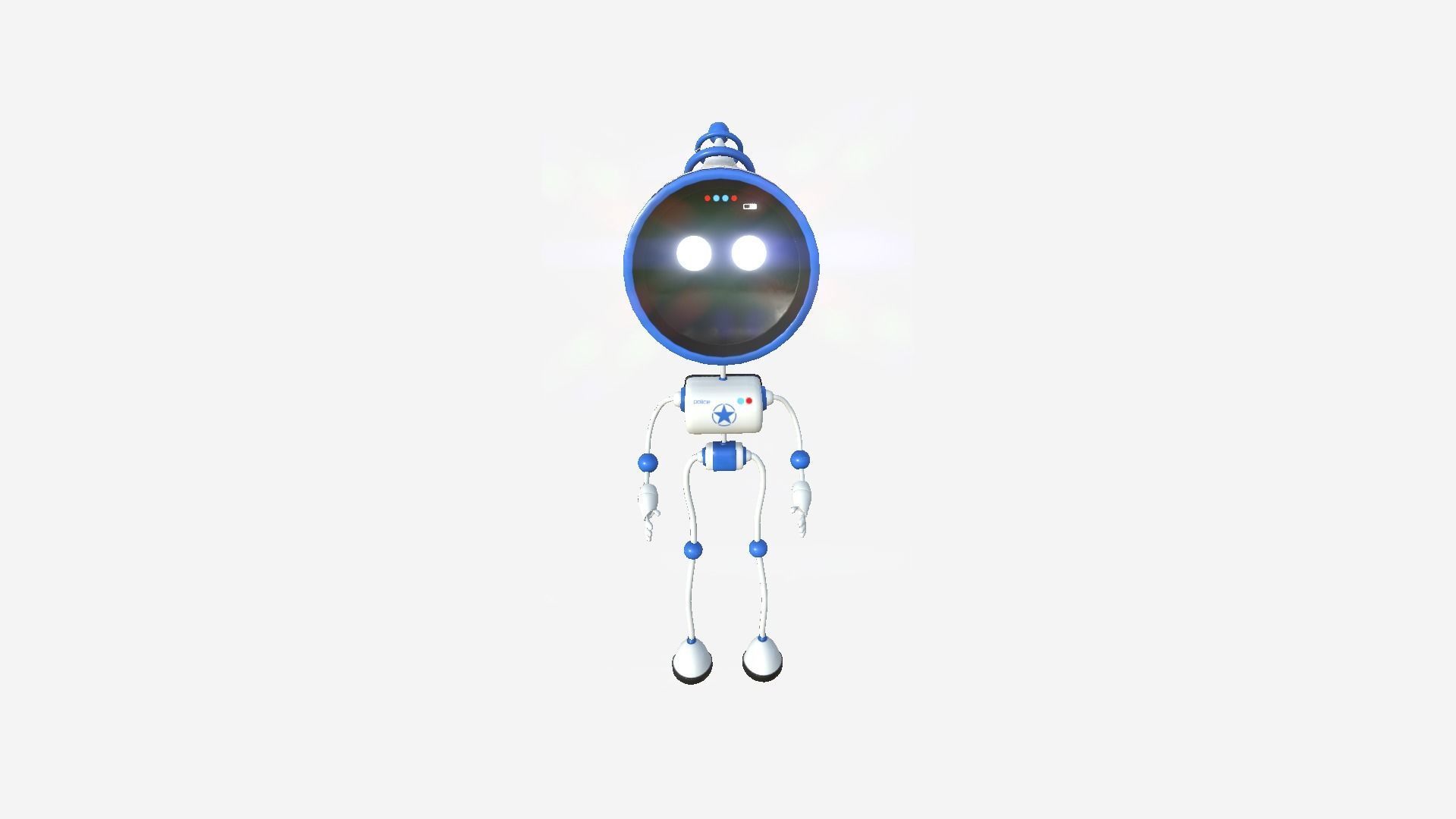 Cute Robot D08 Police Cop - SciFi Character Design Low-poly 3D model_3