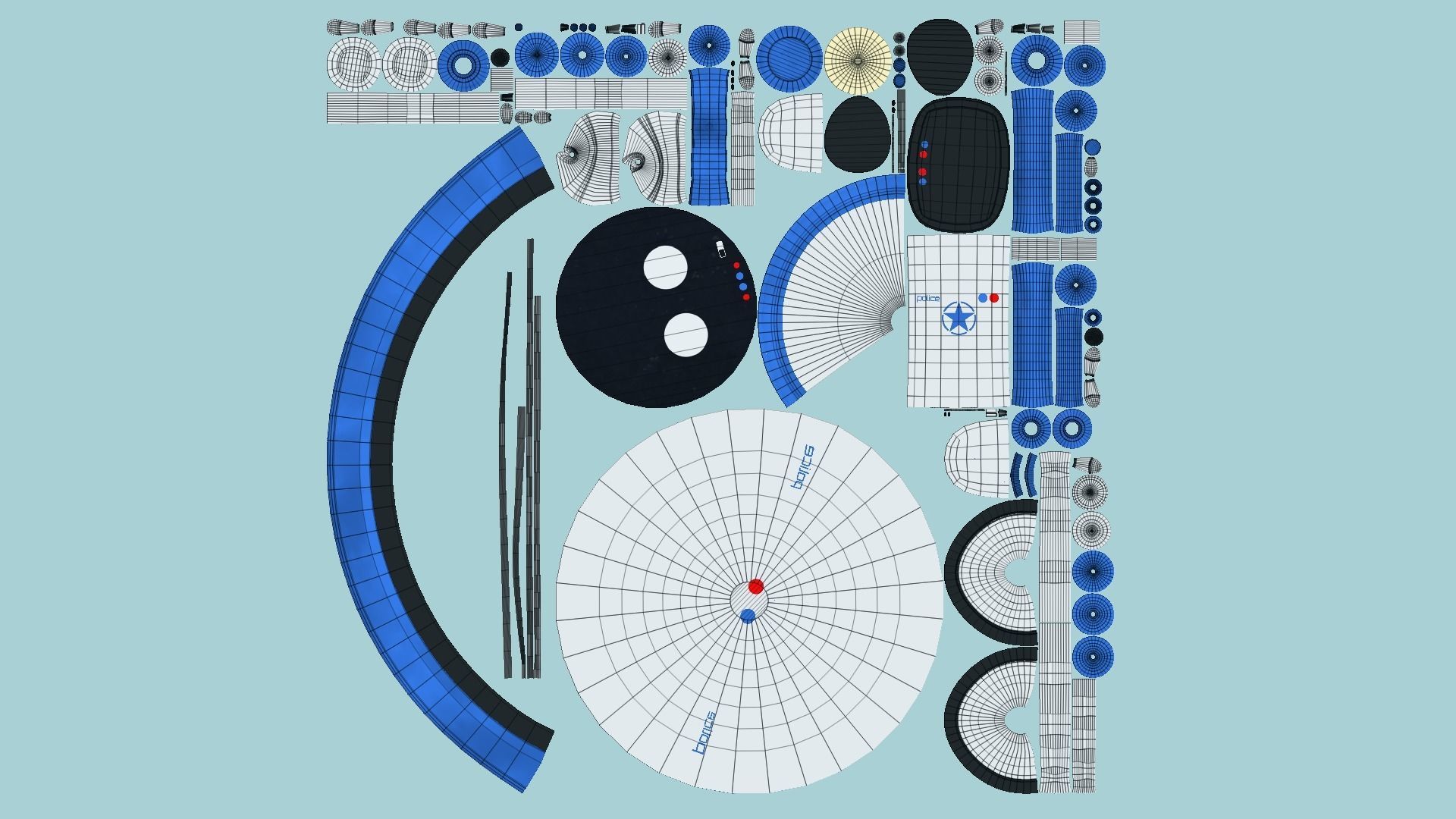 Cute Robot D08 Police Cop - SciFi Character Design Low-poly 3D model_7