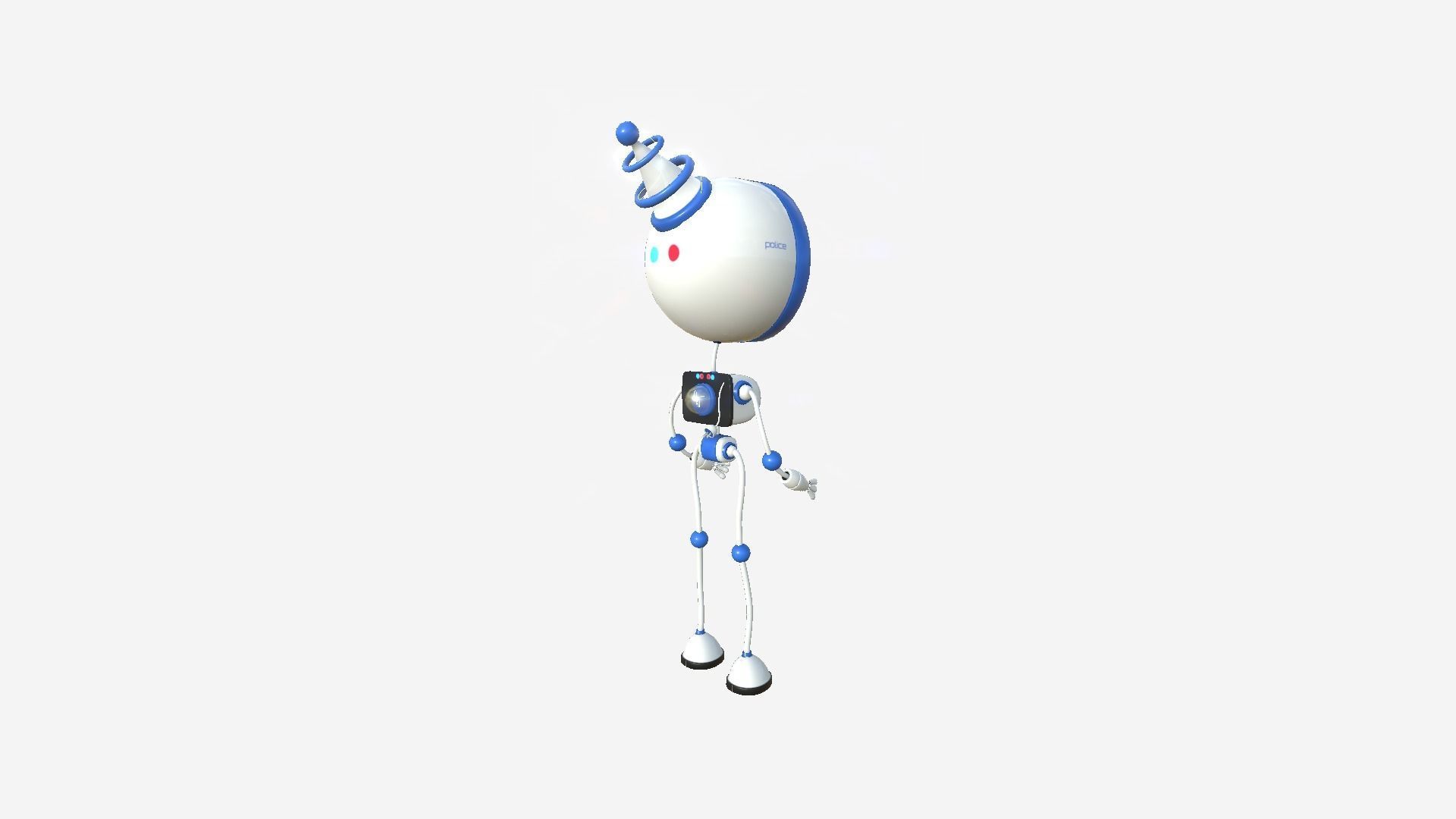 Cute Robot D08 Police Cop - SciFi Character Design Low-poly 3D model_4