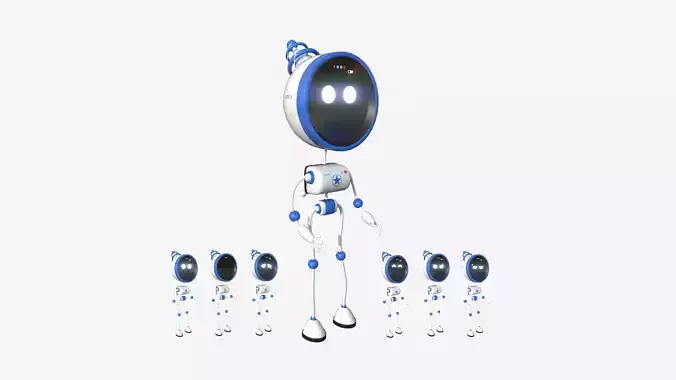Cute Robot D08 Police Cop - SciFi Character Design Low-poly 3D model