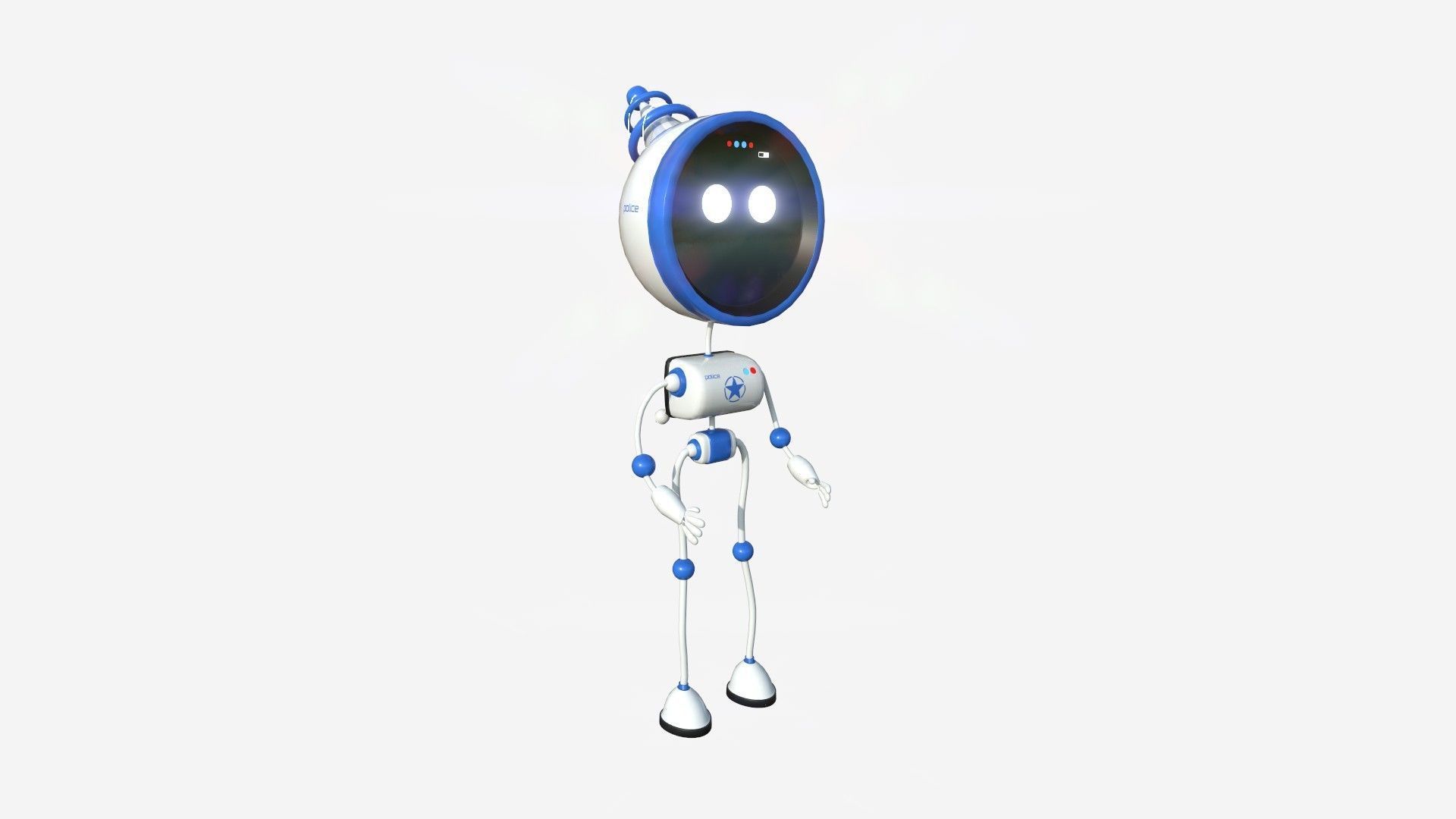 Cute Robot D08 Police Cop - SciFi Character Design Low-poly 3D model_1