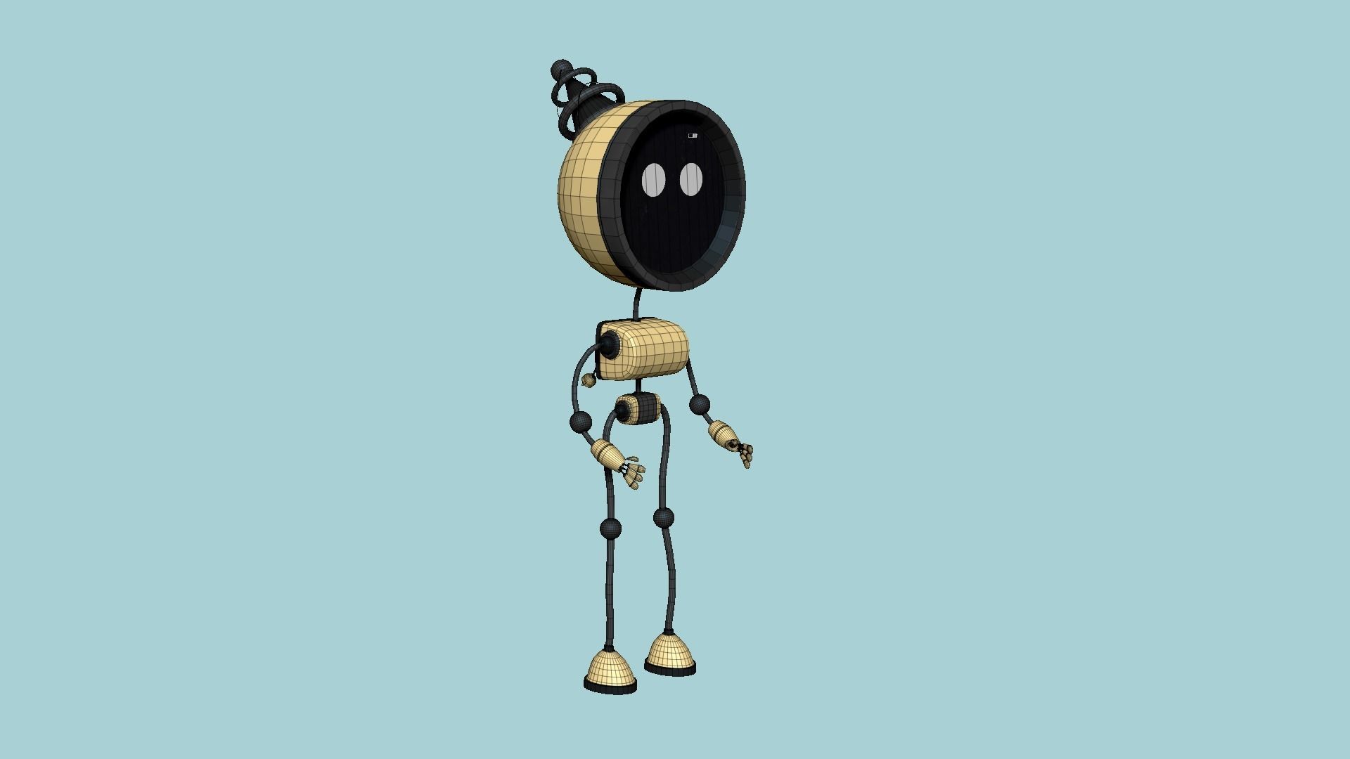 Cute Robot D09 Gold - SciFi Character Design Low-poly 3D model_8