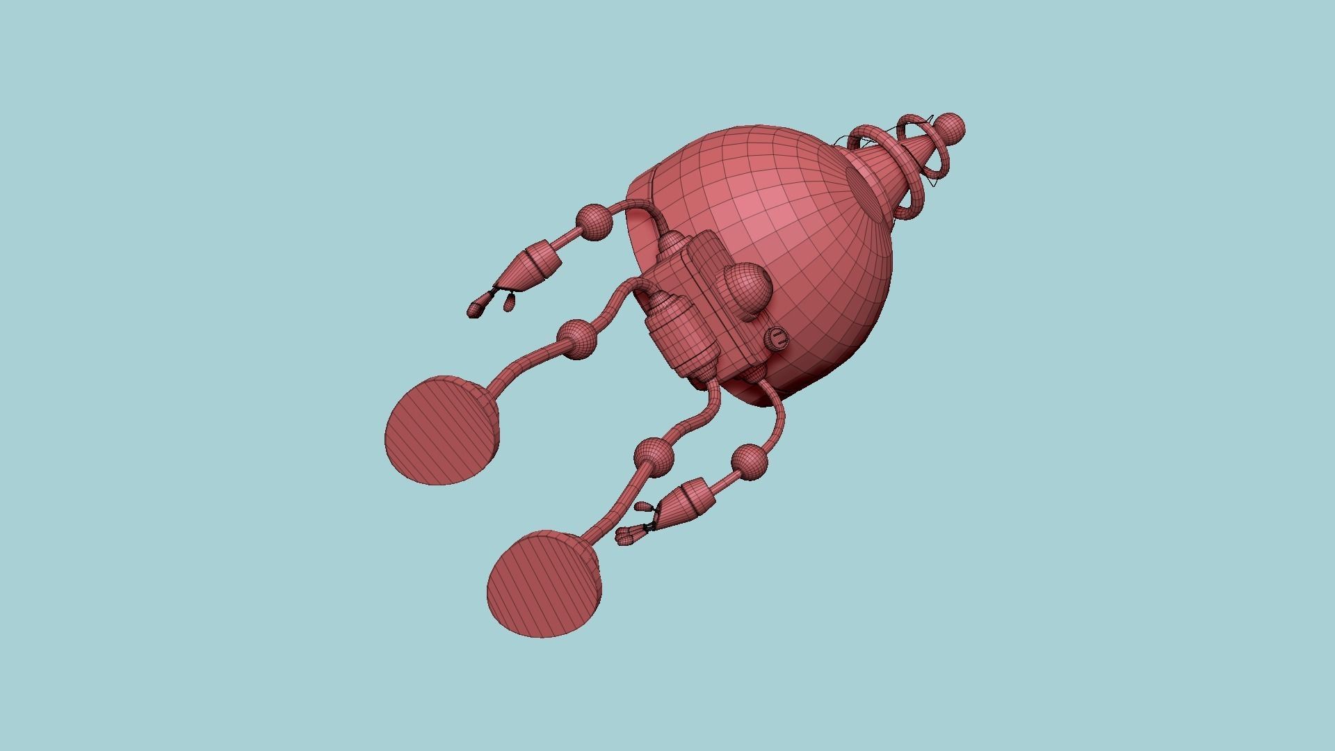 Cute Robot D09 Gold - SciFi Character Design Low-poly 3D model_19