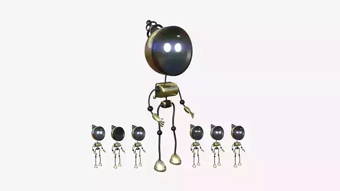 Cute Robot D09 Gold - SciFi Character Design Low-poly 3D model