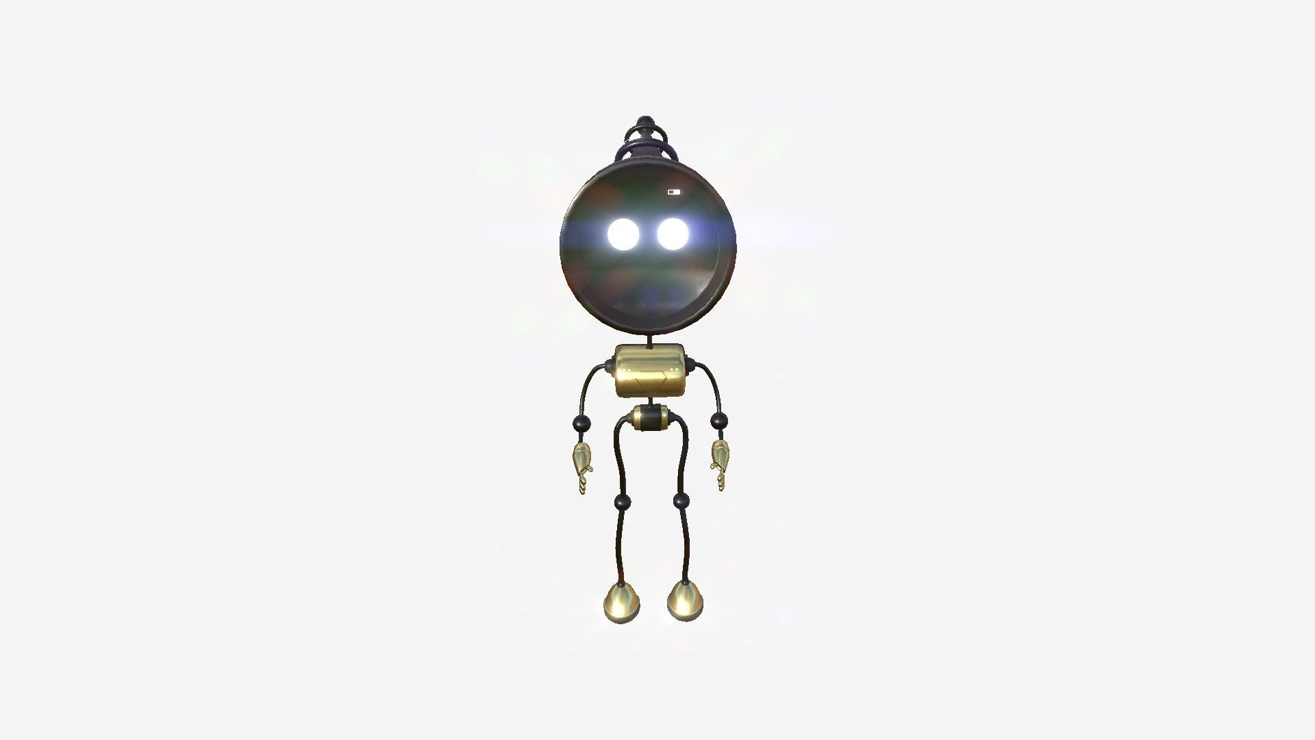 Cute Robot D09 Gold - SciFi Character Design Low-poly 3D model_3