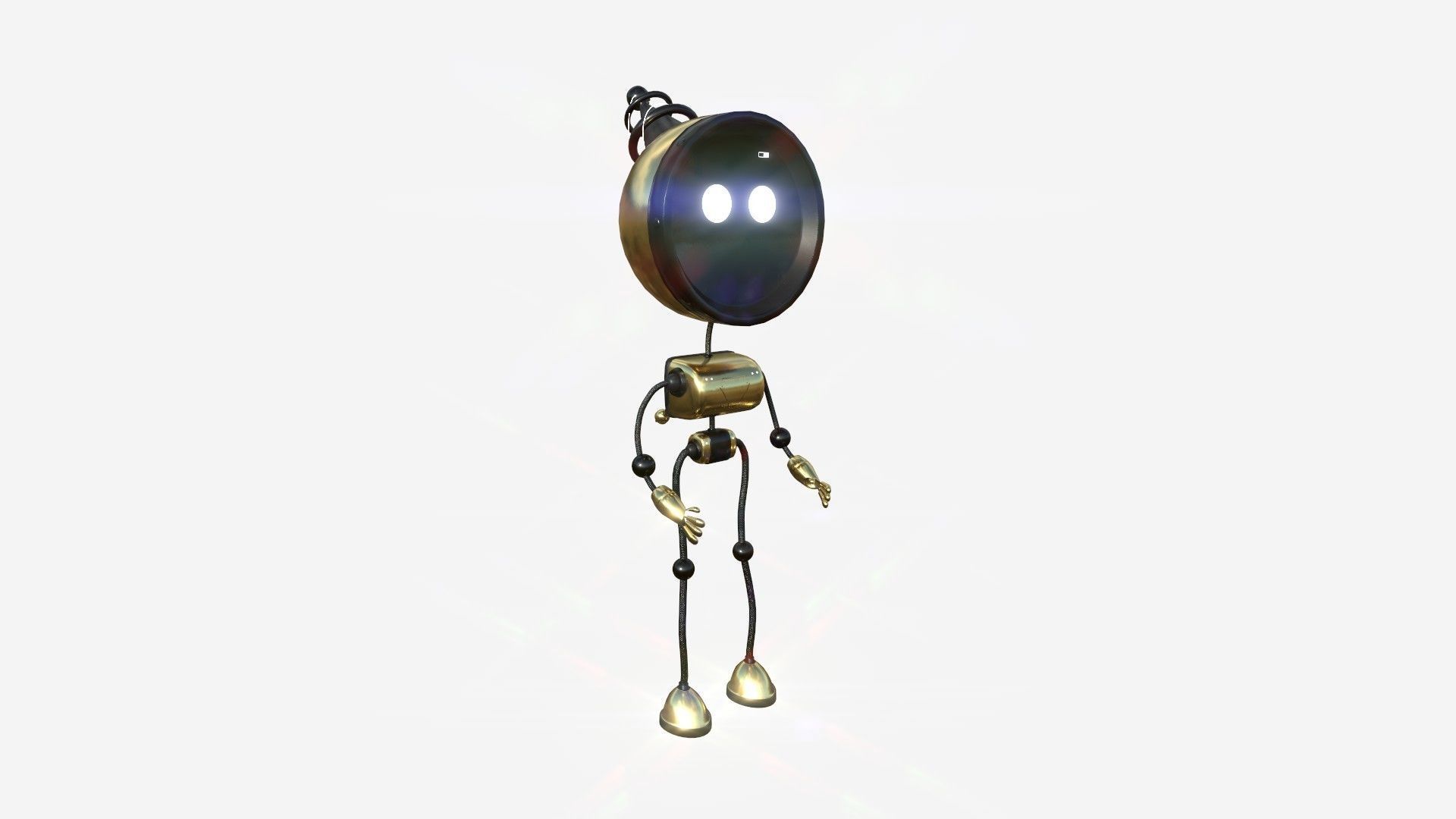 Cute Robot D09 Gold - SciFi Character Design Low-poly 3D model_1
