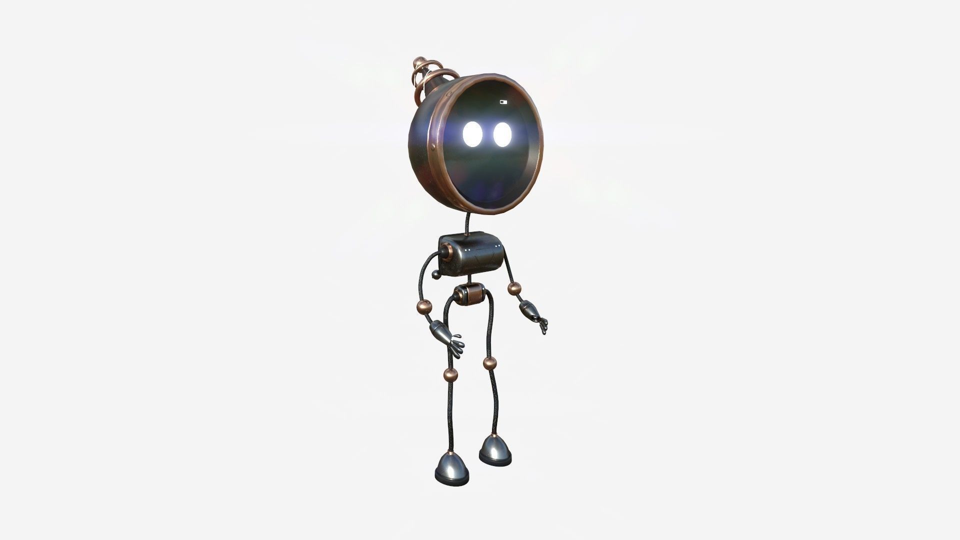 Cute Robot D10 Metal - SciFi Character Design Low-poly 3D model_1