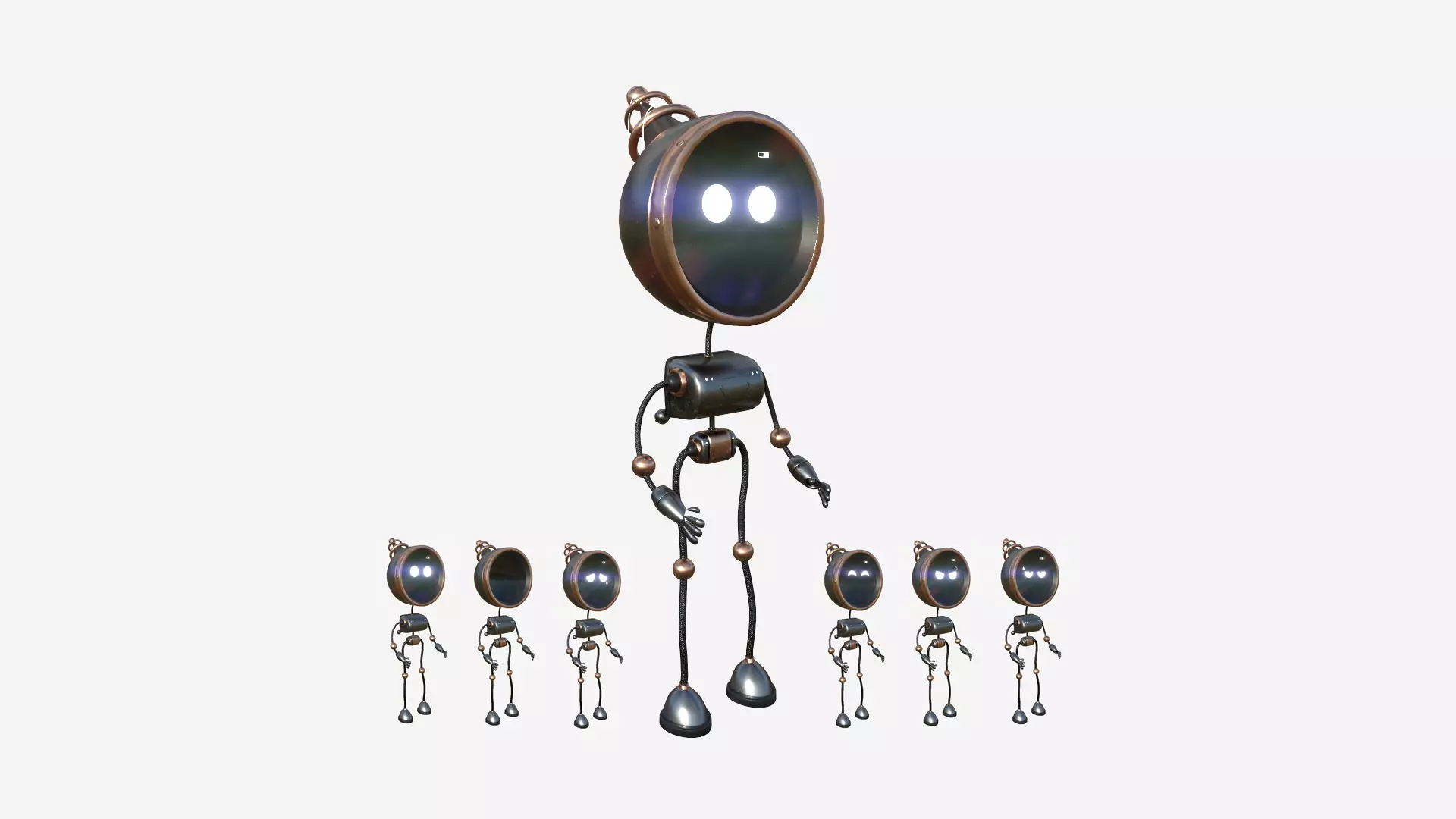 Cute Robot D10 Metal - SciFi Character Design Low-poly 3D model_0