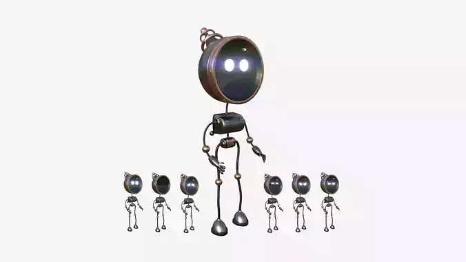 Cute Robot D10 Metal - SciFi Character Design Low-poly 3D model