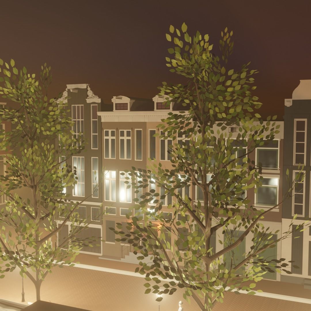 Amsterdam street corner Low-poly 3D model_6
