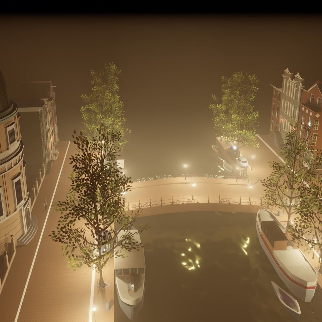 Amsterdam street corner Low-poly 3D model_3