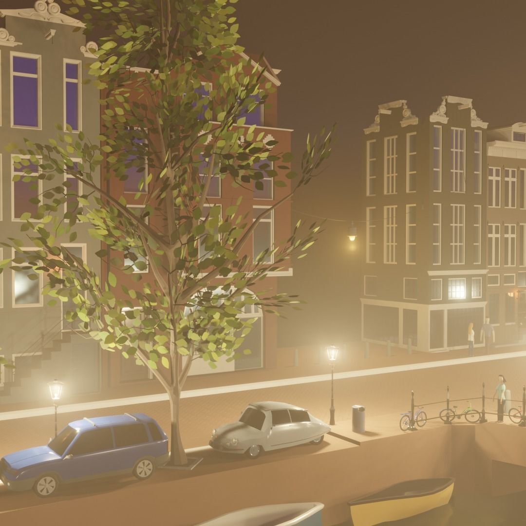 Amsterdam street corner Low-poly 3D model_7