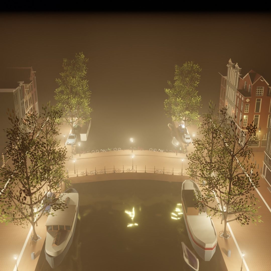 Amsterdam street corner Low-poly 3D model_4